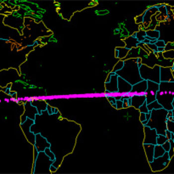 This plot shows the range of possible locations where the small asteroid 2014 AA struck Earth's atmosphere early on January 2, 2014. Bill Gray / Project Pluto
